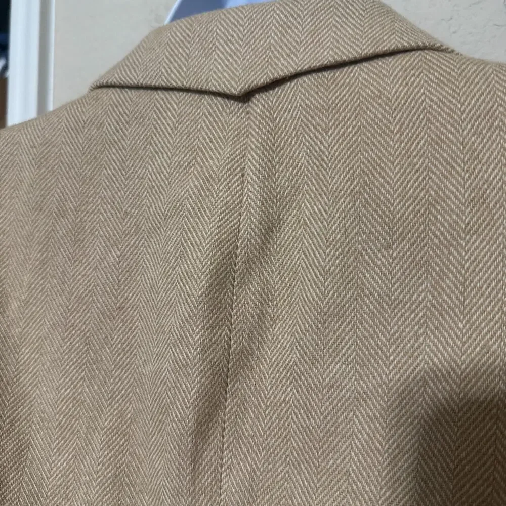 VTG Tweed Jacket Mens 44S Herringbone Beige Wool Blazer USA Union Made custom
